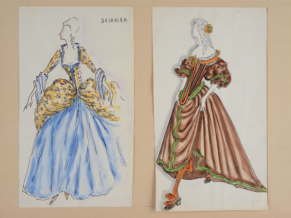 Anonimo, XX sec. - Pair of sketches for theatrical costumes