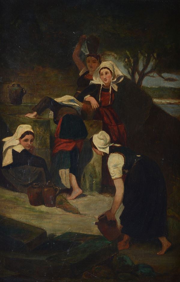 Scuola Francese, XIX sec. - Donne con costumi bretoni
