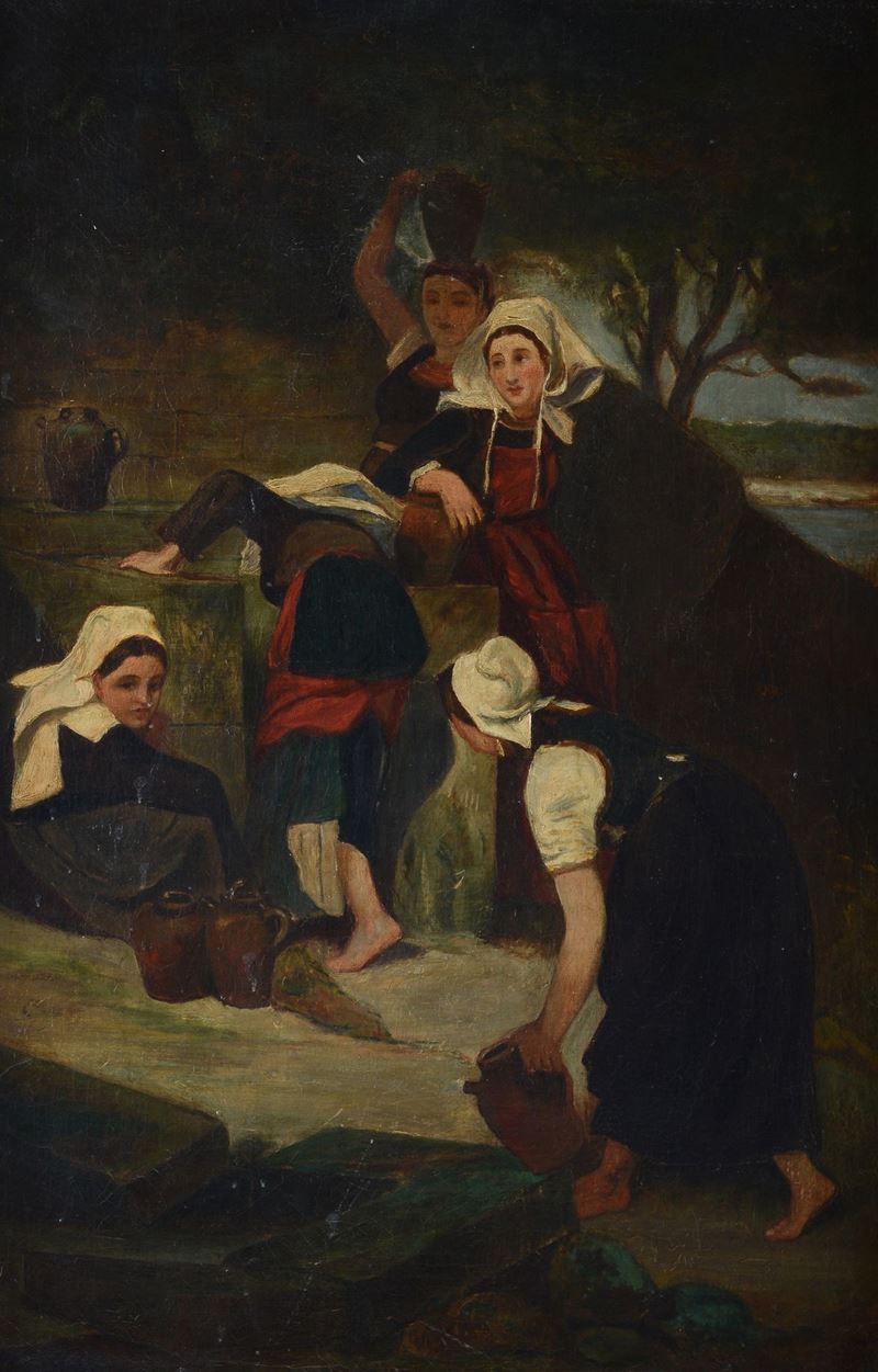 Scuola Francese, XIX Sec. - Donne con Costumi Bretoni