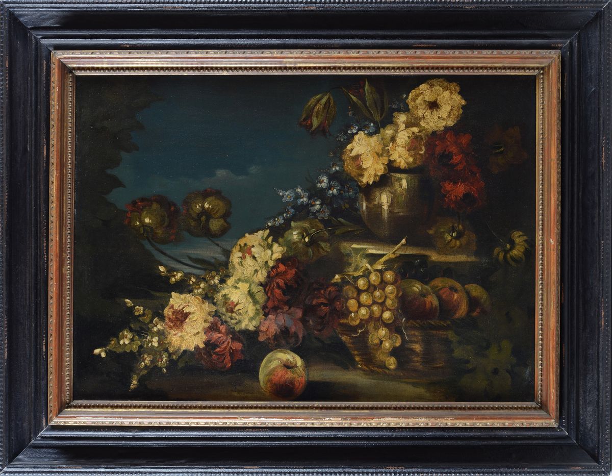 Anonimo, XX Sec. - Natura Morta con Frutta e Fiori