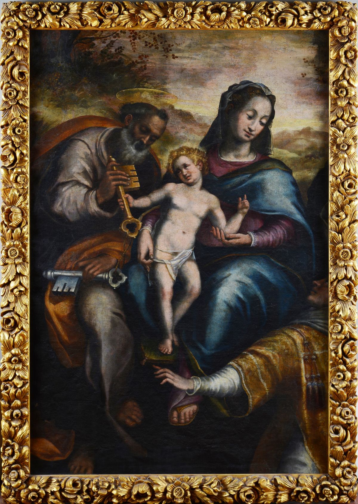Scuola Toscana, XVII Sec. - Madonna con Bambino tra i Santi Pietro e Diacono