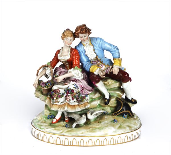 Gruppo in porcellana policroma  - Auction ANTIQUES, SILVER - Galleria Pananti Casa  [..]
