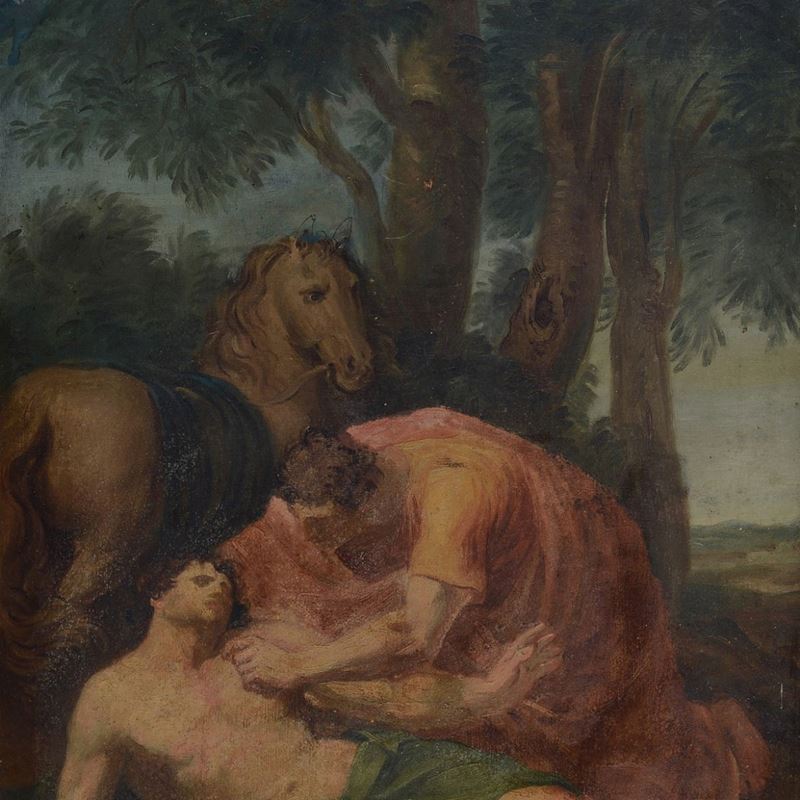 Scuola Romana, XVIII Sec. - San Martino e il Povero