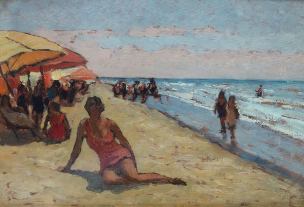 Giovanni Lomi - Meriggio sulla spiaggia (Forte dei Marmi)