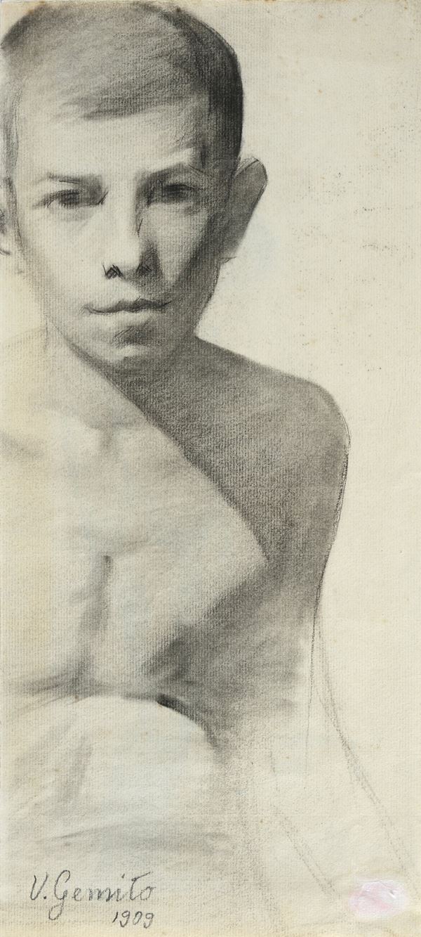 Vincenzo Gemito - Ritratto di giovane (fronte) - Nudo maschile (verso)