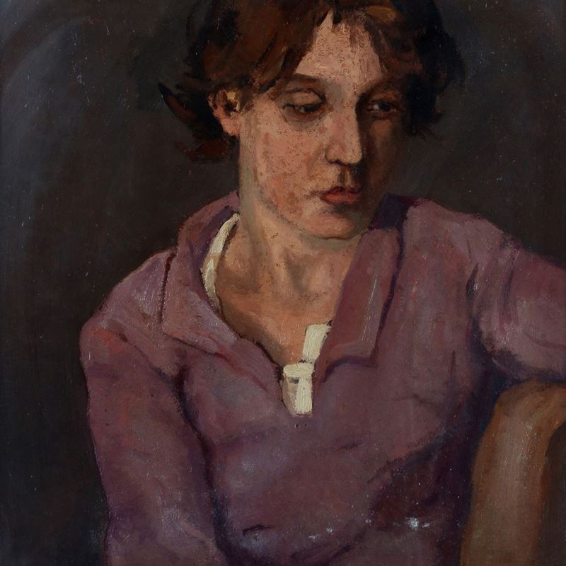 Ludovico Tommasi - Ritratto di Donna con Camicia Rosa