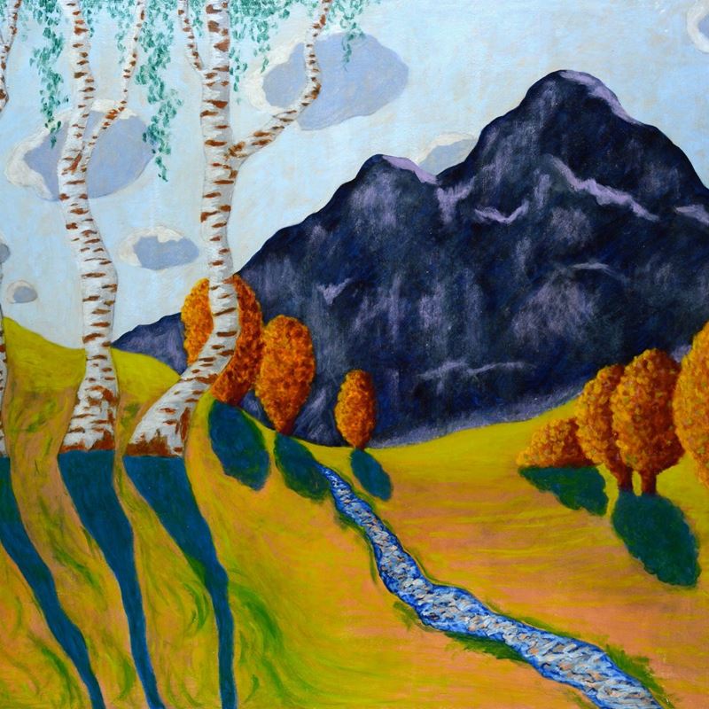 Teodoro Wolf Ferrari - Paesaggio con Betulle