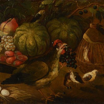 Natura Morta con Frutta e Uccelli