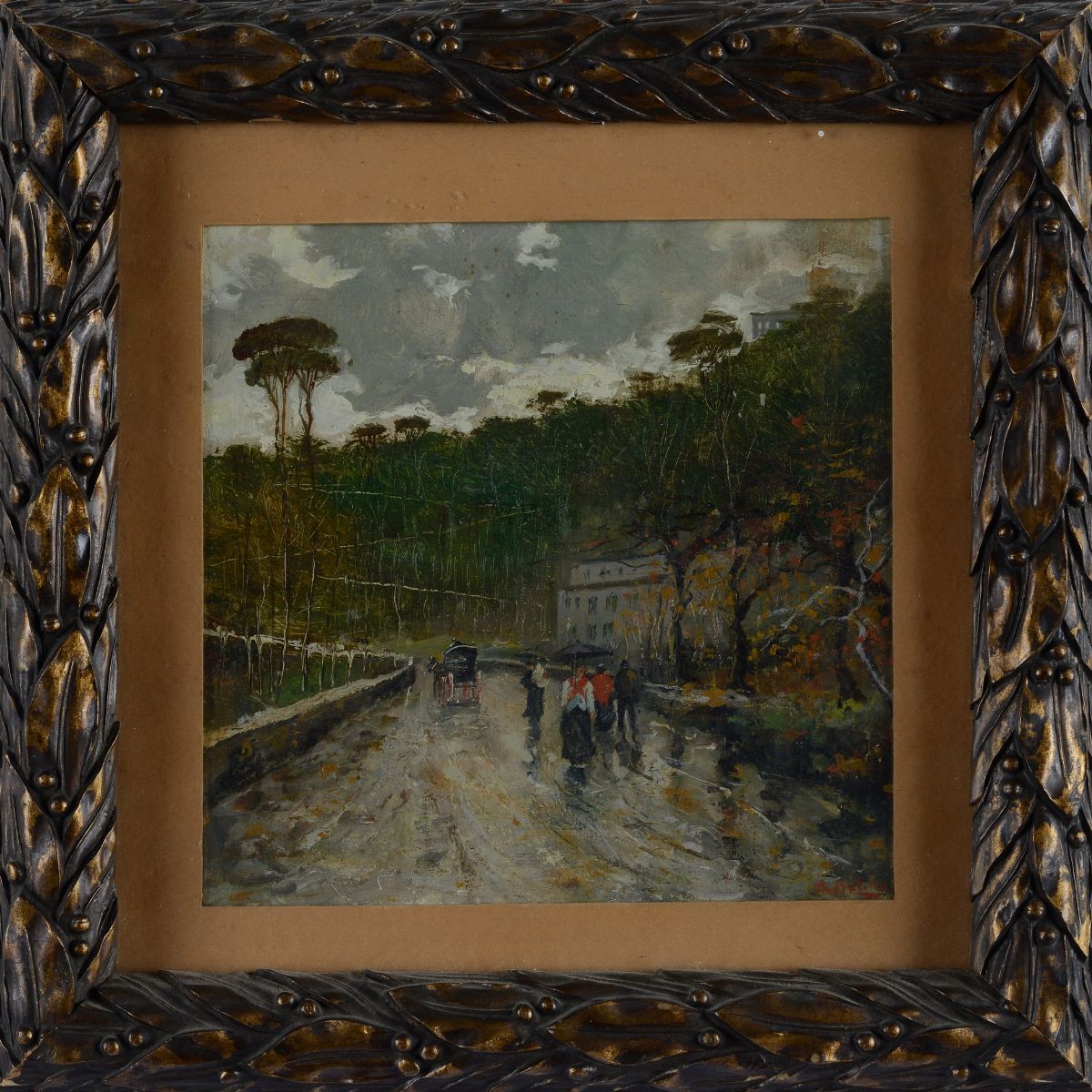 Attilio Pratella - Strada con Figure e Calesse