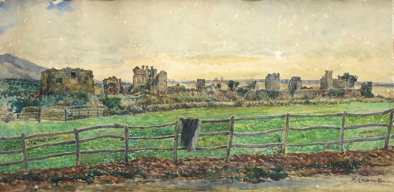 Campagna romana con rovine