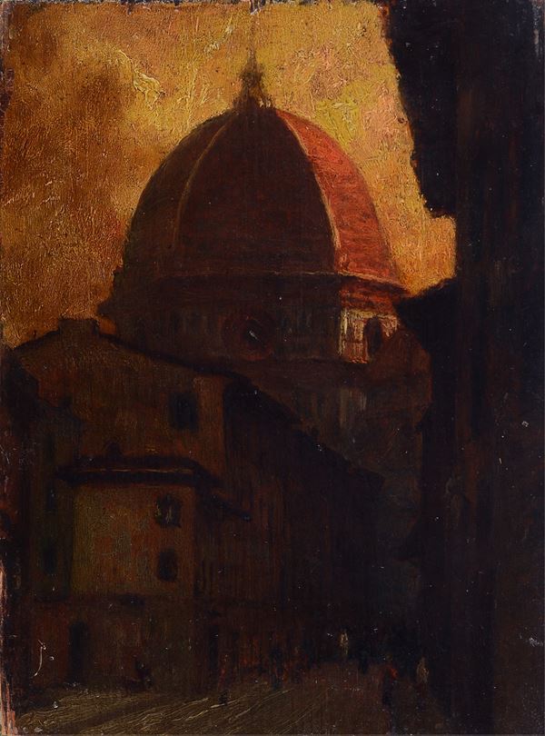 Odoardo Borrani - Veduta della Cupola del Duomo