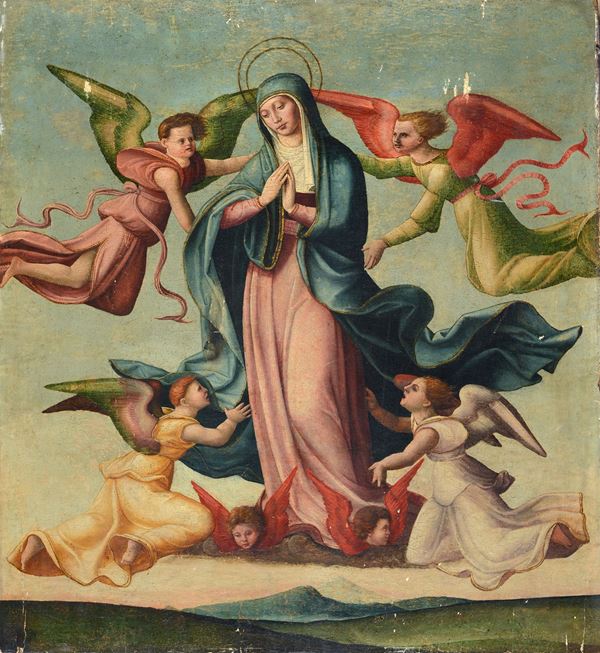 Scuola Toscana, XVI sec. - Assumption of the Virgin and angels