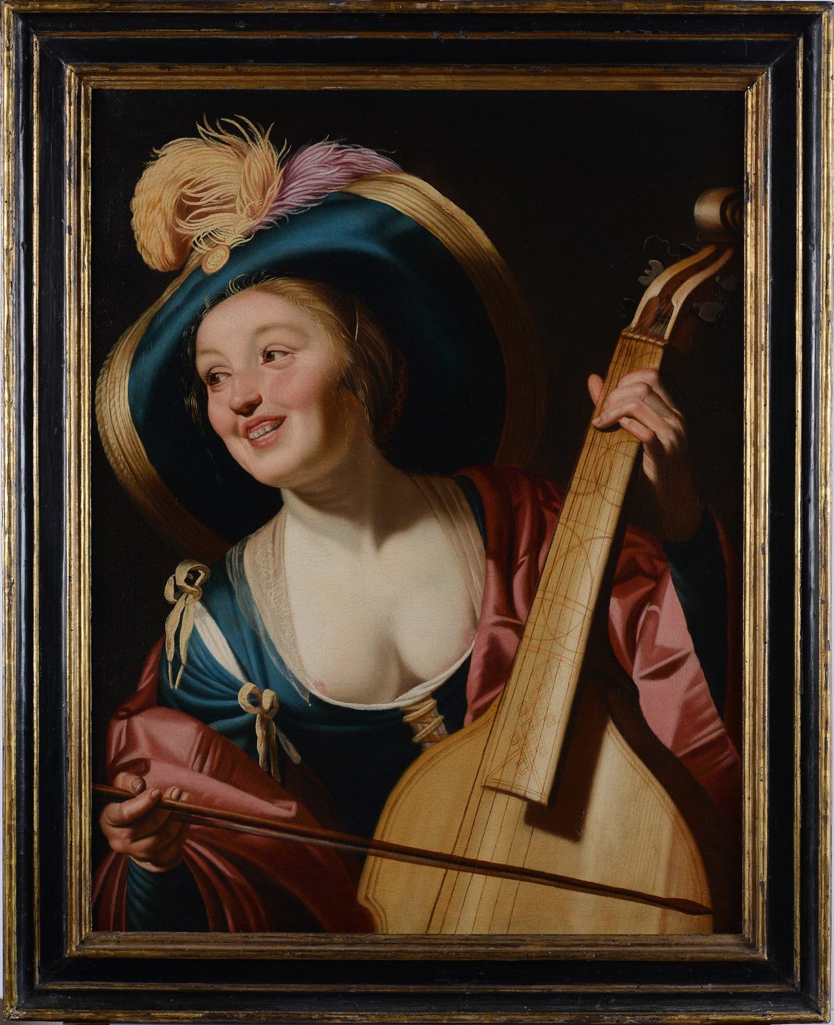 Seguace di Gerrit Van Hontorst (XVII Sec.) - Giovane Donna con Viola da Gamba
