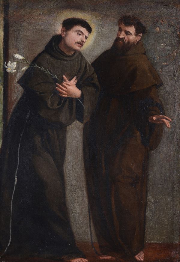Scuola Spagnola, XVII sec. - Sant'Antonio e un monaco