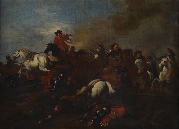 Attr. a Salvator Rosa - Battaglia di cavalieri