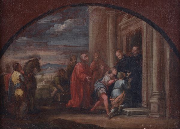Scuola Fiorentina, XVII - XVIII sec. - Convent scene - Reception by the Vallombrosian Monks