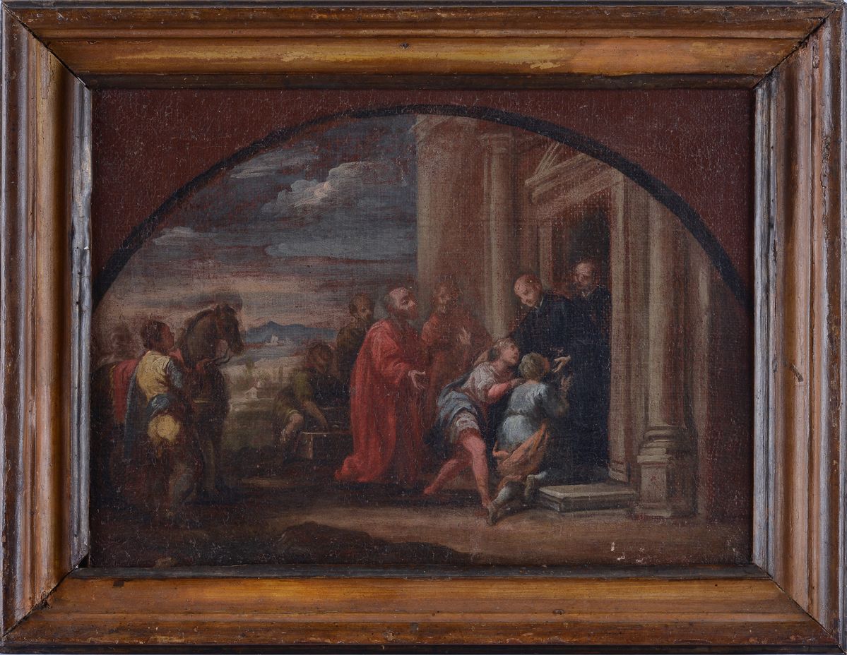 Scuola Fiorentina, XVII - XVIII Sec. - Scena Conventuale - Accoglienza Presso i Monaci Vallombros...