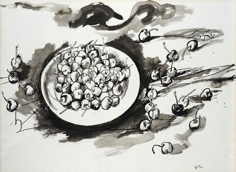 Renato Guttuso - Natura Morta (ciliegie)