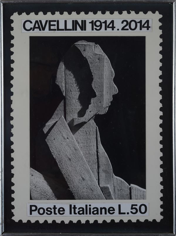 Guglielmo Achille Cavellini - Stamp with Ceroli portrait.