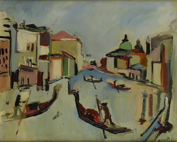 Sante Monachesi - Venice with gondolas