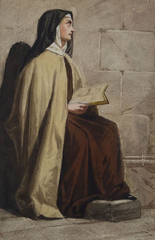 Scuola Italiana, XIX sec. - Nun in meditation