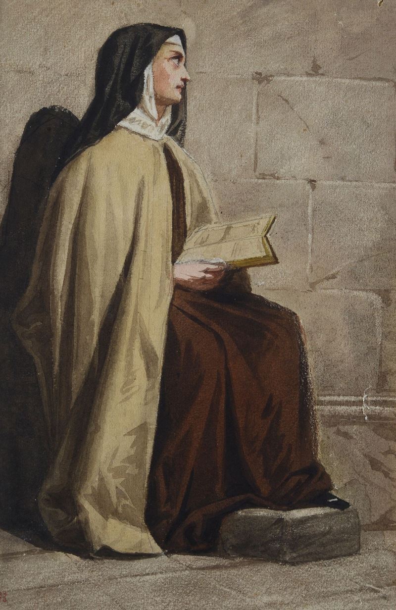 Scuola Italiana, XIX Sec. - Suora in Meditazione