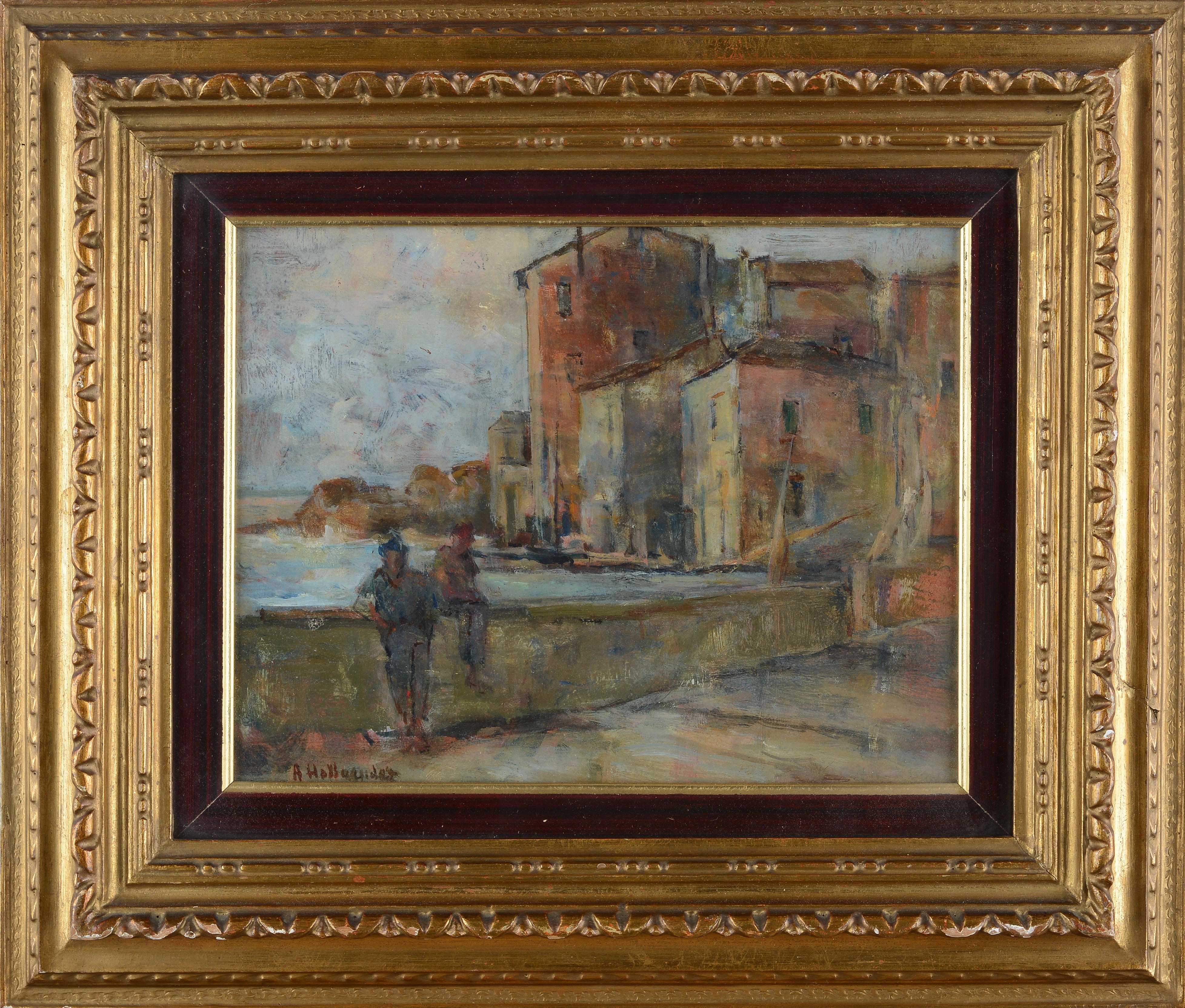 Alfonso Hollaender - Paese Costiero con Figure