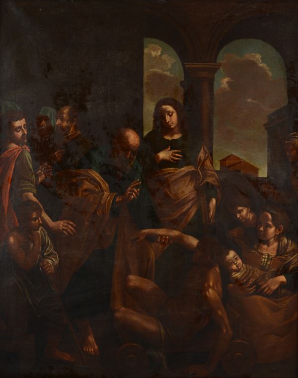 Anonimo, XVII sec. - Saint Peter Heals the Cripple (by Simone Cantarini)