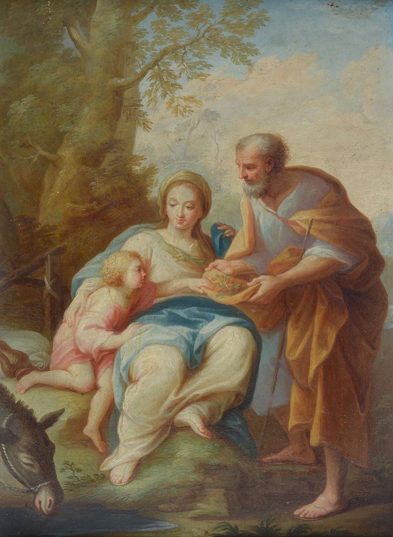 Scuola Francese, XVIII Sec., Anonimo, XVIII Sec. - Riposo dalla Fuga in Egitto