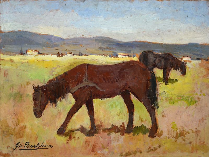 Giovanni Bartolena - Paesaggio con Cavalli