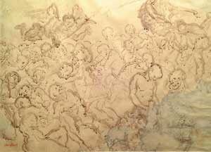 Guido Borgianni : Umanità  - Acquarello su carta, - Asta STORART: Dipinti, oggetti, arredi dal XVII al XX sec. - II - Galleria Pananti Casa d'Aste