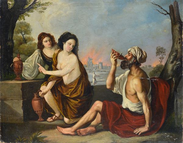 Anonimo, XIX sec. - Loth and his daughters (by Guercino)