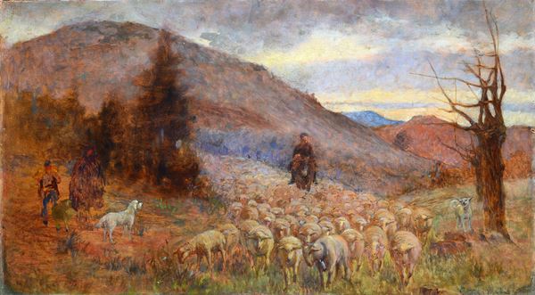 Guglielmo Micheli - Landscape with flock and shepherd