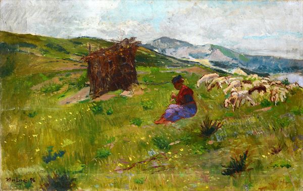 Ulvi Liegi - Landscape in Abetone with shepherdess