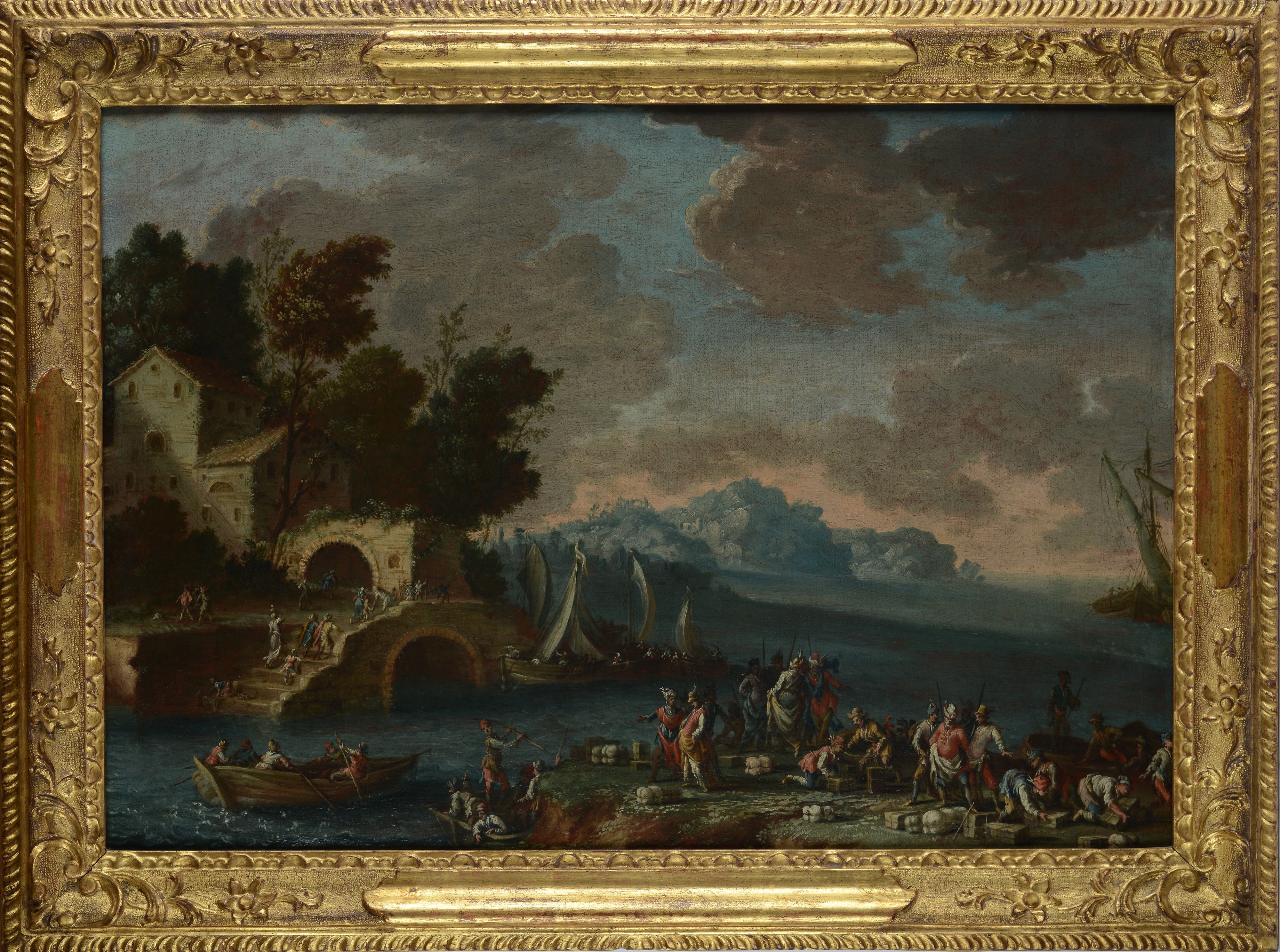 Capriccio con approdo fluviale