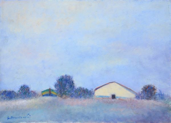 Giovanni Omiccioli - Casa bianca e barca a Fregene