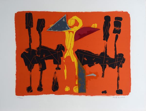 Marino Marini : Chevaux et Cavaliers IV  (1972)  - Litografia a colori su carta Arches - Asta ARTE MODERNA E CONTEMPORANEA - II - Galleria Pananti Casa d'Aste