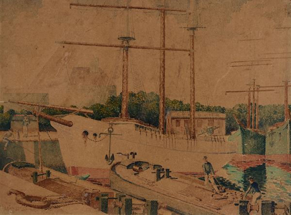 L&#233;on  De Smet - Boats in port