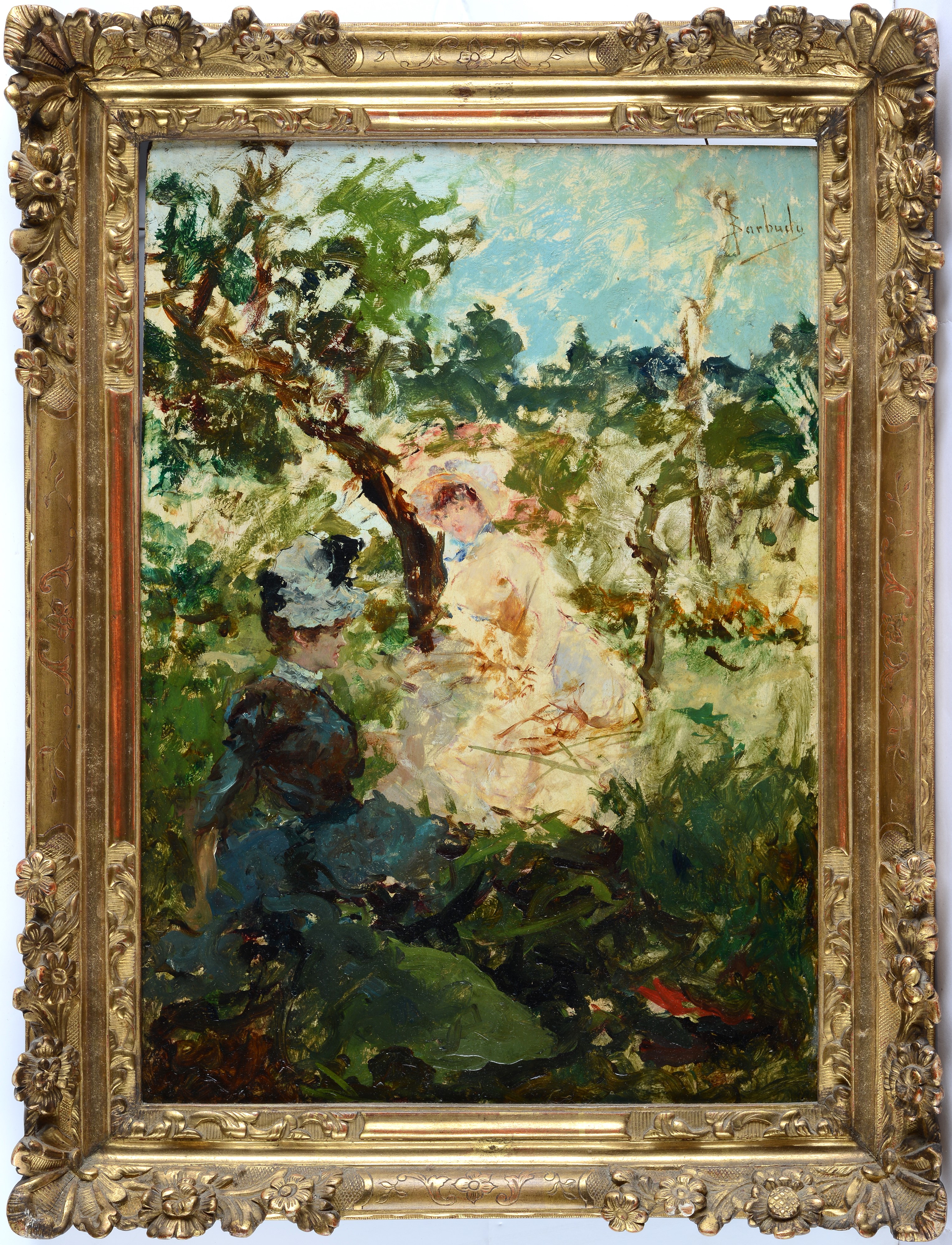 Salvador Sánchez Barbudo - Donna e Bambina in Giardino