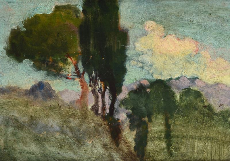 Emma Ciardi - Paesaggio con Cipressi