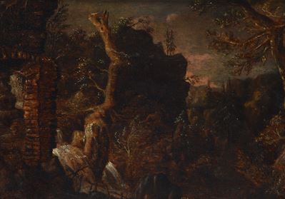 Paesaggio con Alberi e Rovine