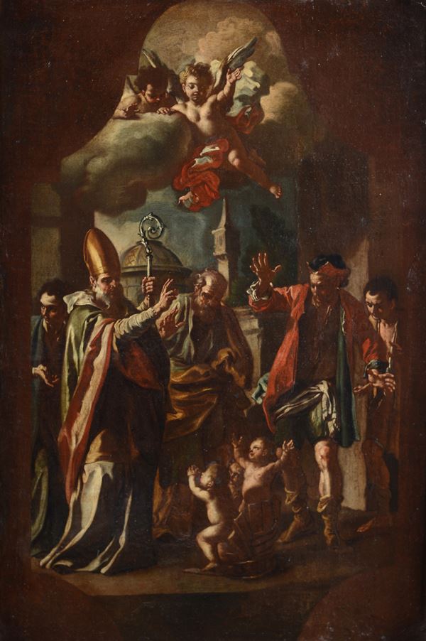 Scuola di Francesco Solimena - Saint Nicholas resurrects the three children