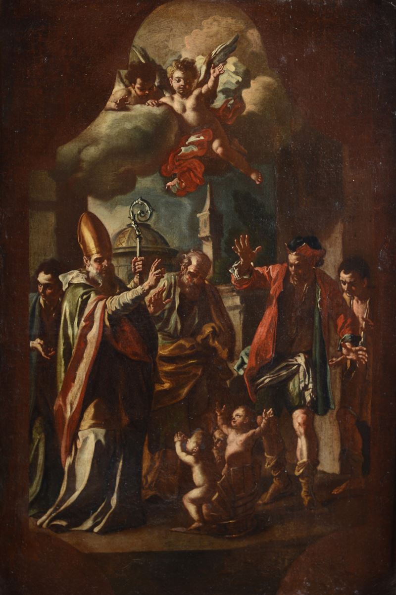 Scuola di Francesco Solimena - San Nicola Resuscita i Tre Fanciulli