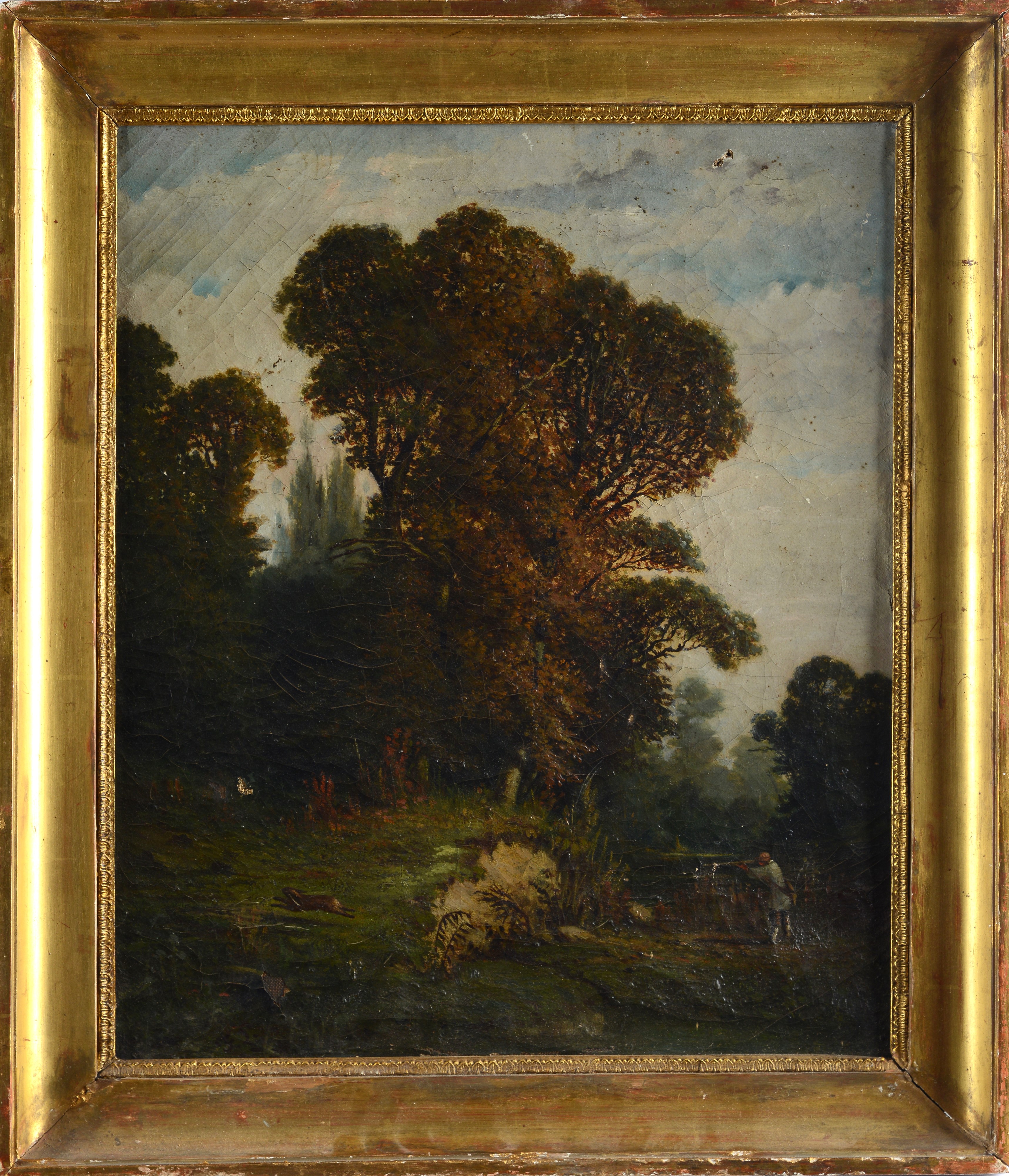 Scuola Nordeuropea, XIX Sec. - Paesaggio con Cacciatore