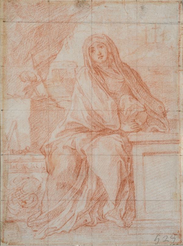 Attr. a Giuseppe Bartolomeo Chiari - Study for Mater Dolorosa with Golgotha in the background