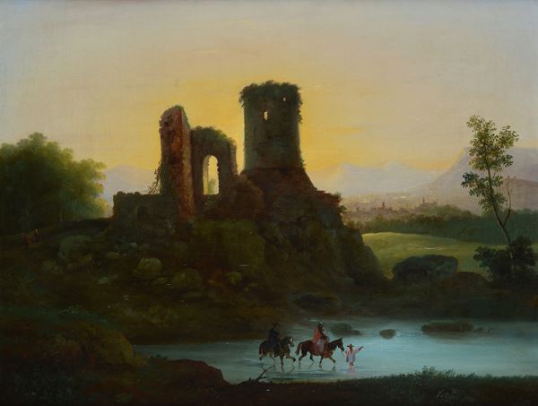 Giuseppe Bernardino  Bison - Paesaggio con rovine