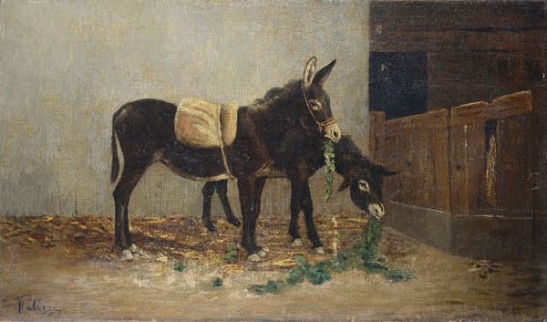 Filippo Palizzi - Asini nella stalla