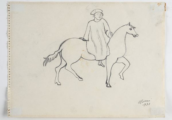 Ottone Rosai - Uomo a cavallo