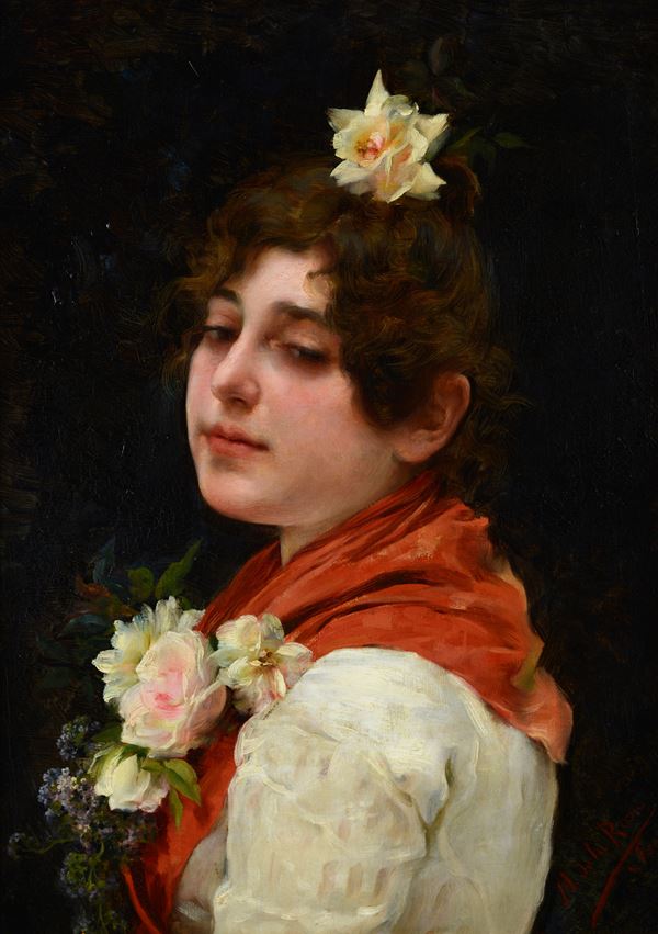 Manuel De La Rosa - Ragazza con rose