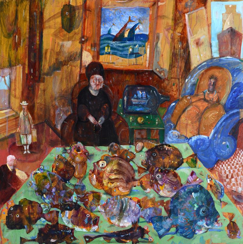 Interno viareggino con due villeggianti